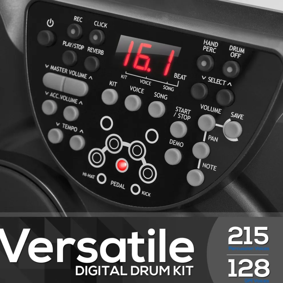 Electronic Drum Set, Portable, 7 Touch Pads, USB/MIDI, 600 Sounds