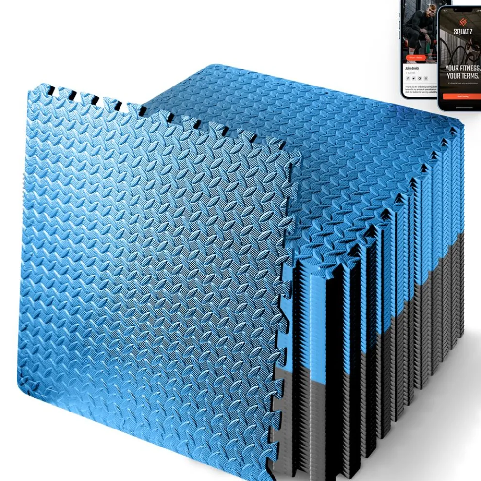 Exercise Mat 50 Pcs, Cushioned EVA Foam, Non-Skid, Easy Assembly, Blue