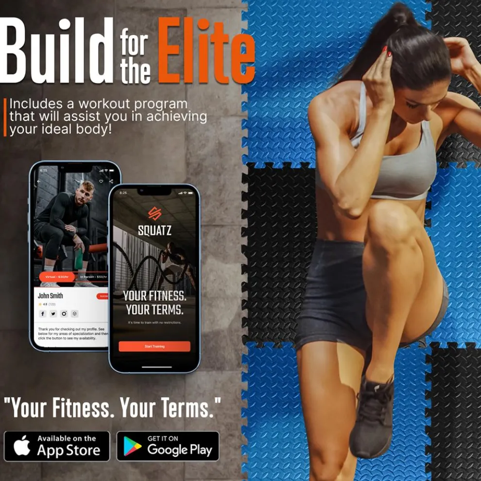 Exercise Mat 50 Pcs, Cushioned EVA Foam, Non-Skid, Easy Assembly, Blue