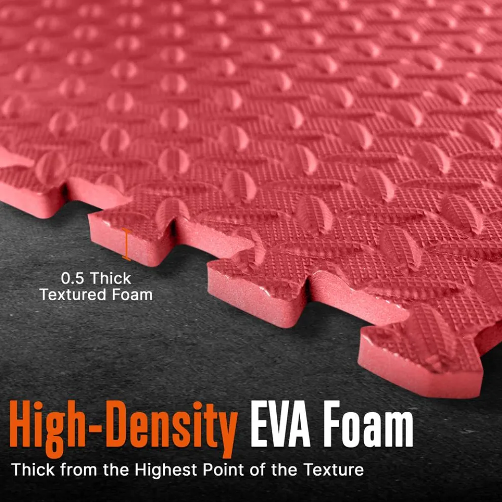 Exercise Mat 25 Pcs, Cushioned EVA Foam, Non-Skid, Red/Blue