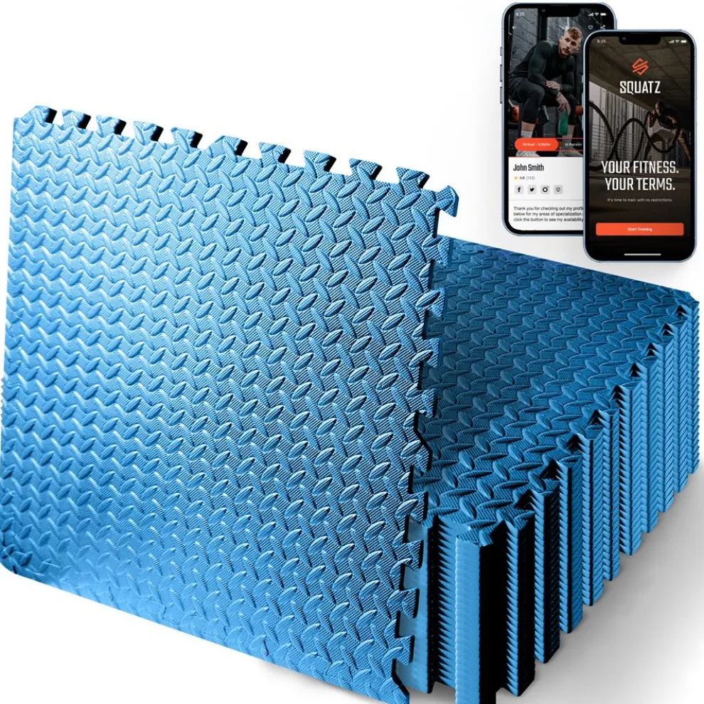 Exercise Mat 25 Pcs - Cushioned EVA Foam, Non-Skid, Easy Assembly, Blue