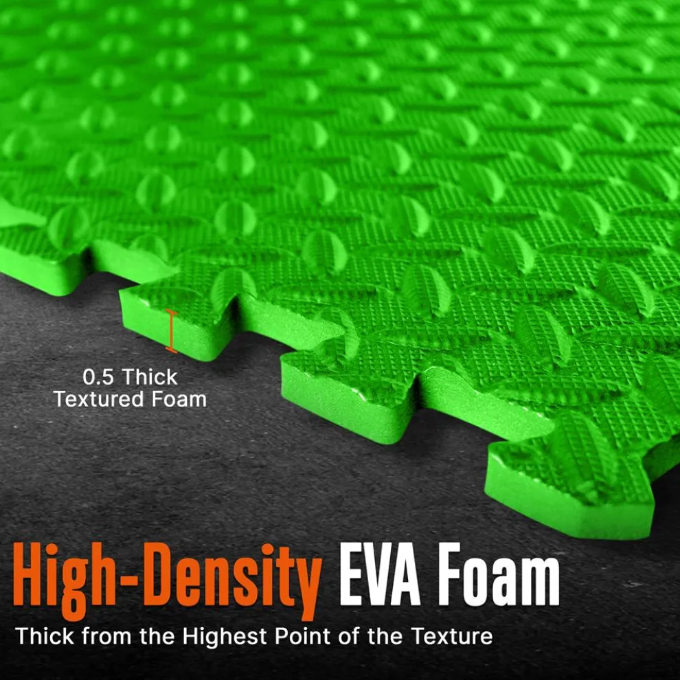 Exercise Mat 10 Pcs, Cushioned EVA Foam, Non-Skid, Blue/Green