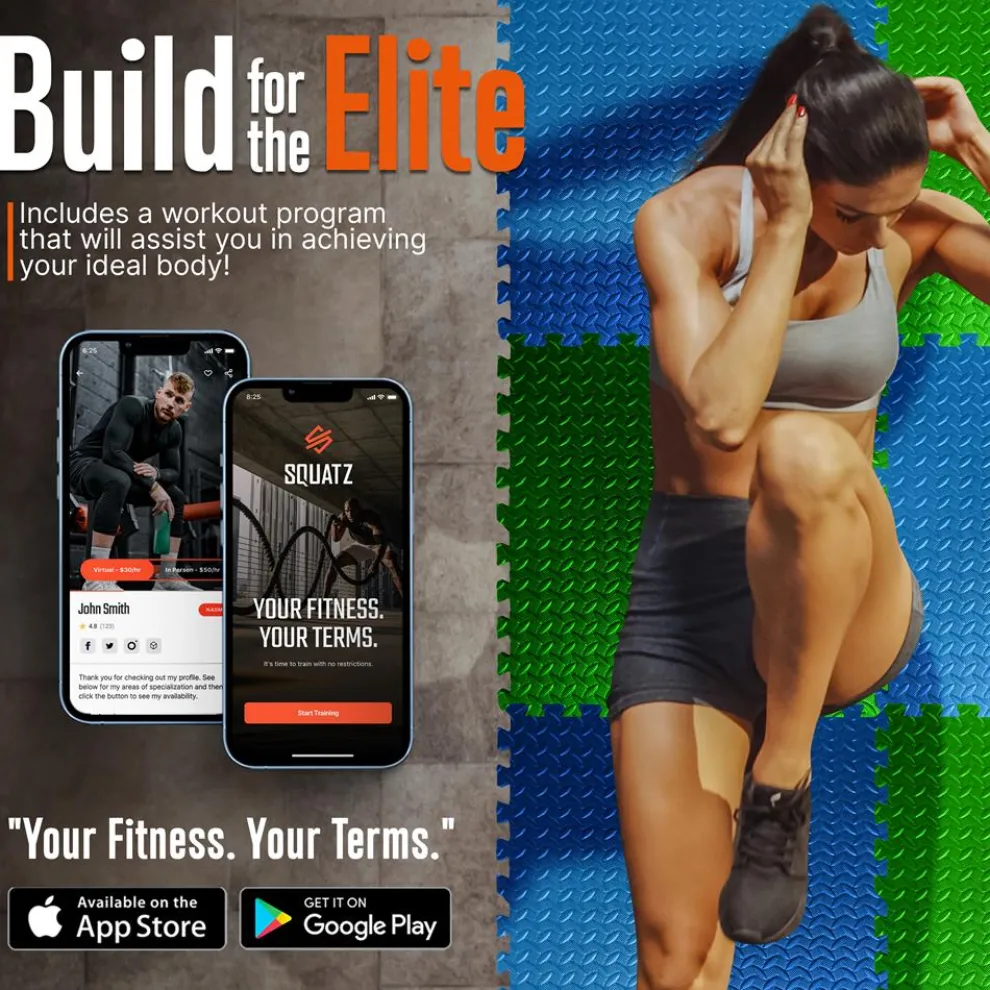 Exercise Mat 10 Pcs, Cushioned EVA Foam, Non-Skid, Blue/Green