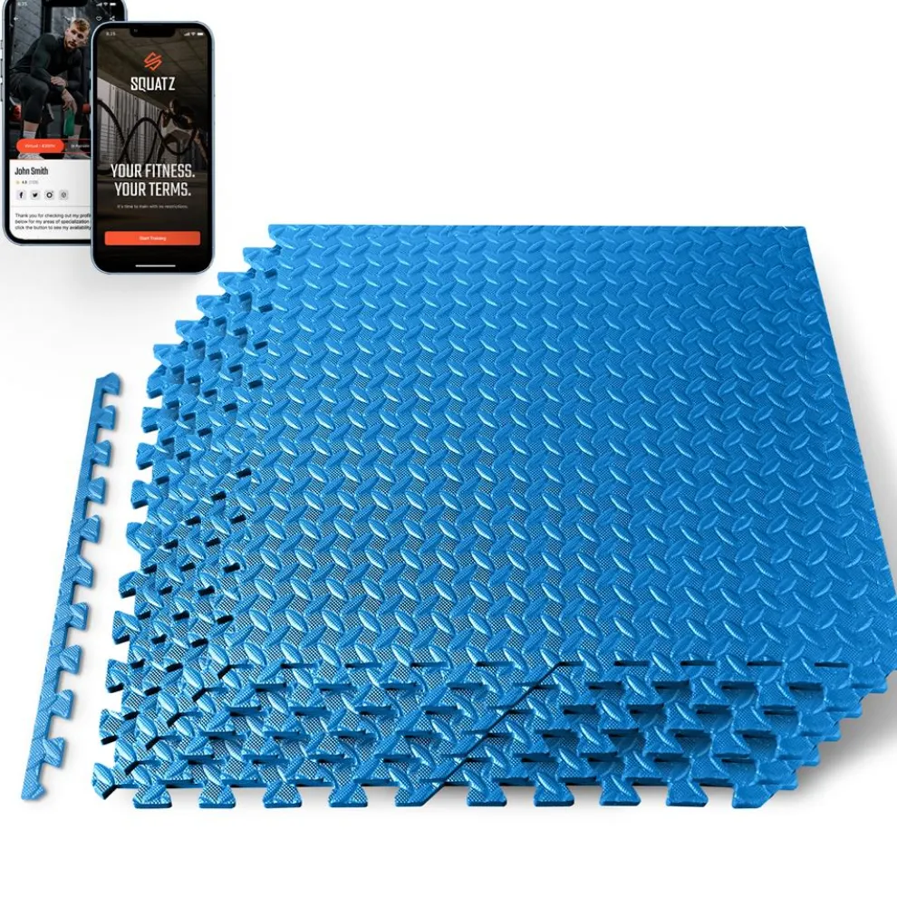 Exercise Mat 6-Piece Set, Cushioned EVA Foam, Non-Skid, Easy Assembly, Blue