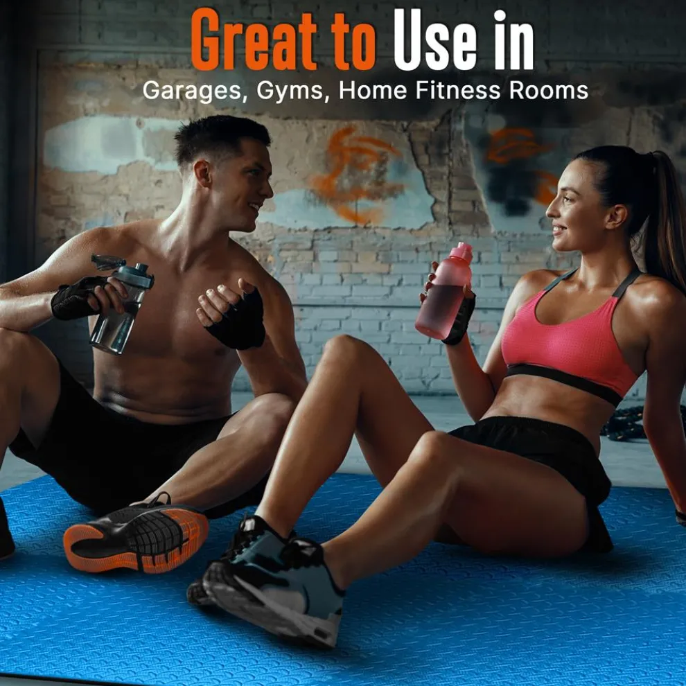 Exercise Mat 6-Piece Set, Cushioned EVA Foam, Non-Skid, Easy Assembly, Blue