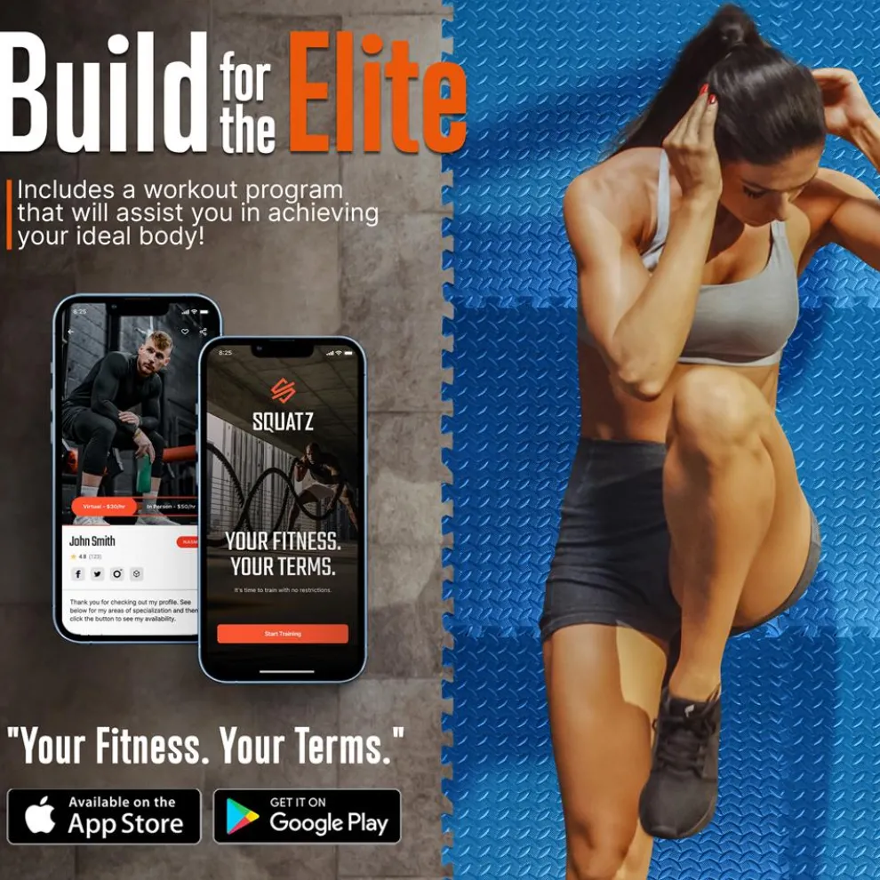 Exercise Mat 6-Piece Set, Cushioned EVA Foam, Non-Skid, Easy Assembly, Blue