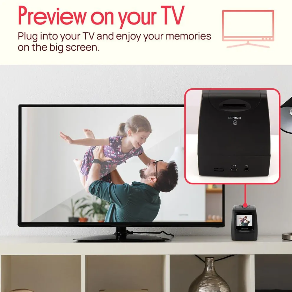 Film Scanner Slide Digitizer 22MP LCD Display TV Output