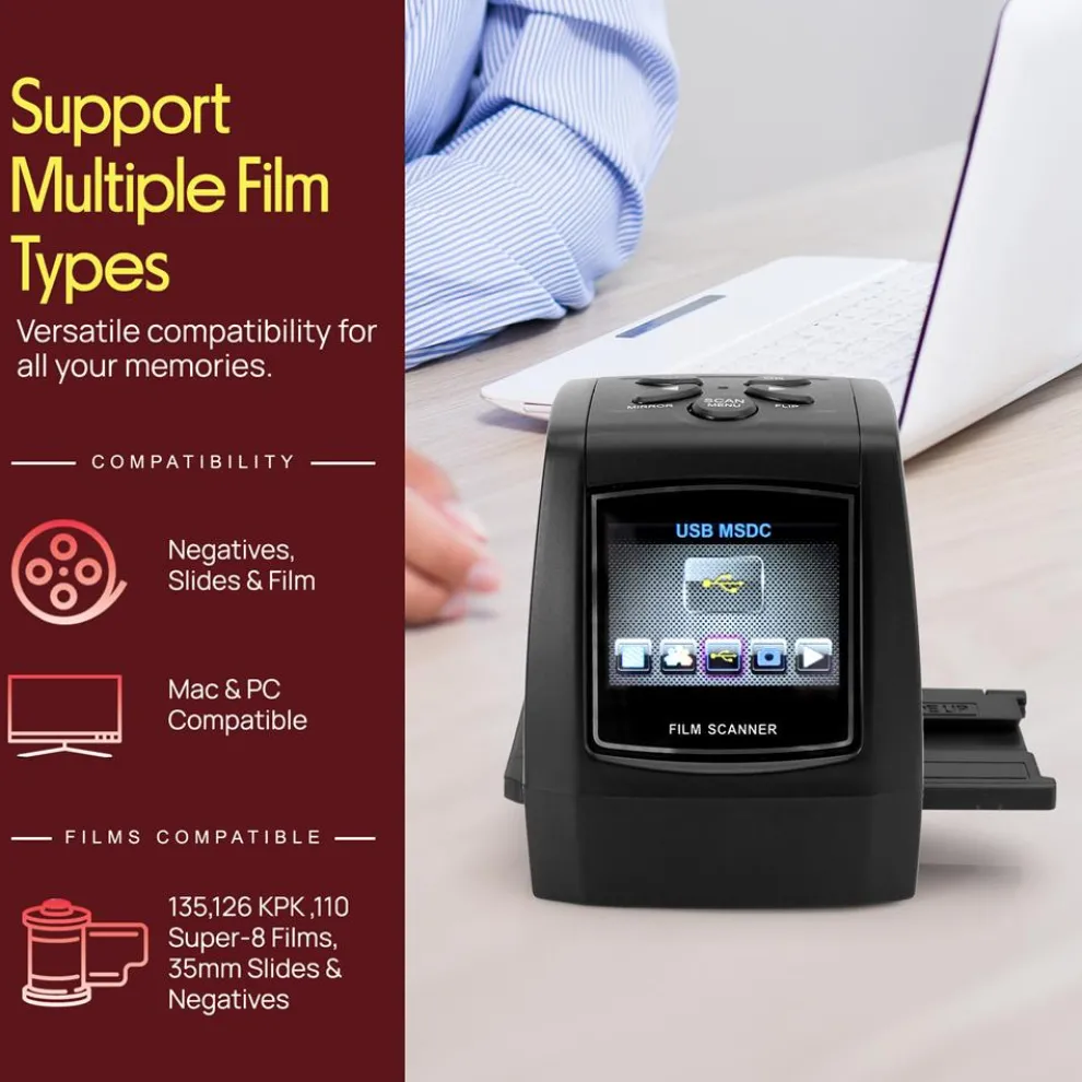 Film Scanner Slide Digitizer 22MP LCD Display TV Output