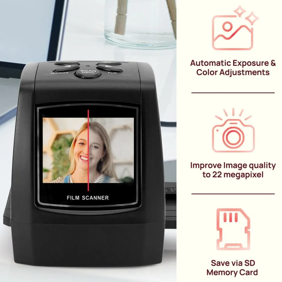 Film Scanner Slide Digitizer 22MP LCD Display TV Output