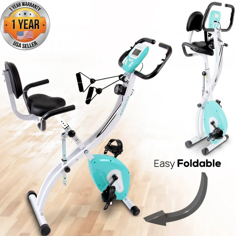 Folding Exercise Bike, Cardio Workout, 8 Resistance Levels, Pulse Monitor