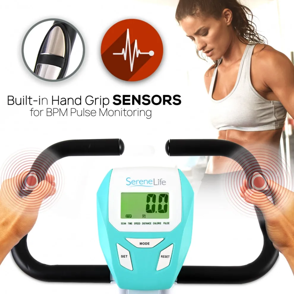 Folding Exercise Bike, Cardio Workout, 8 Resistance Levels, Pulse Monitor