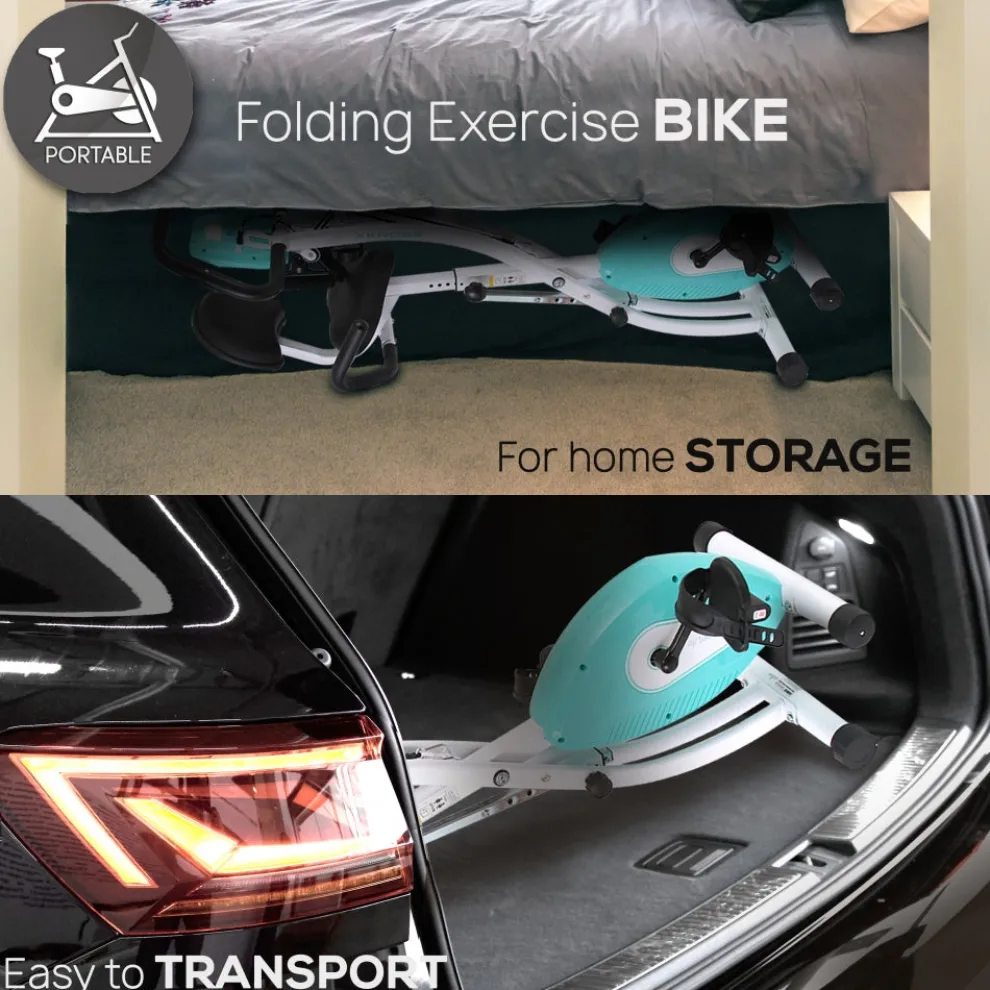 Folding Exercise Bike, Cardio Workout, 8 Resistance Levels, Pulse Monitor