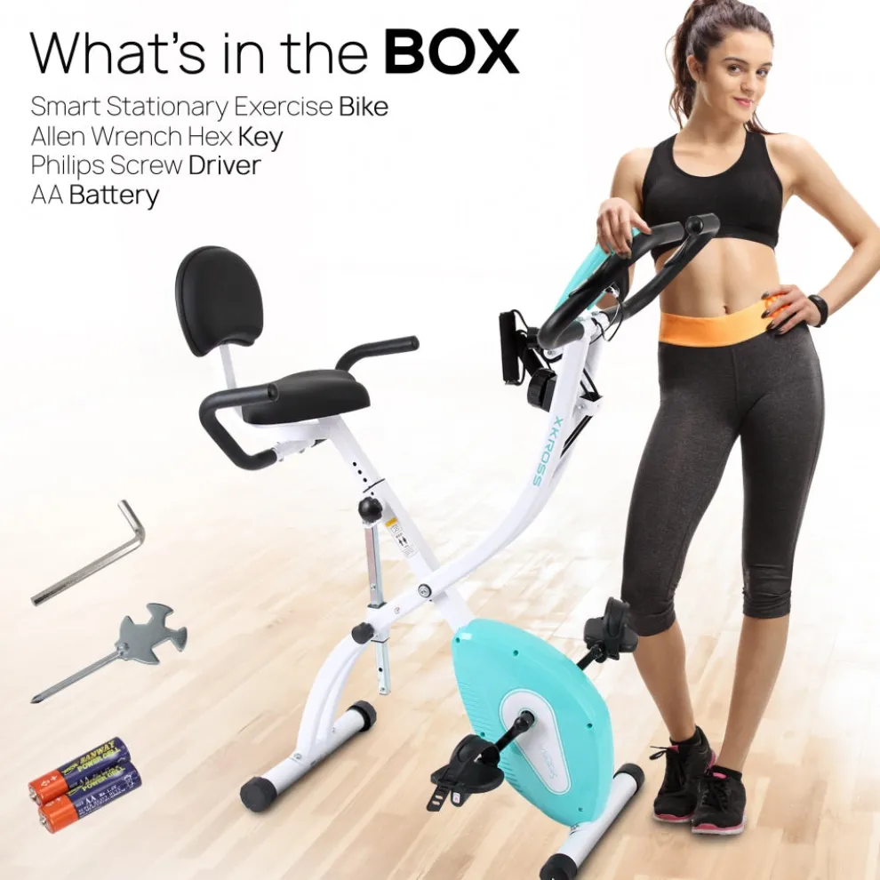 Folding Exercise Bike, Cardio Workout, 8 Resistance Levels, Pulse Monitor