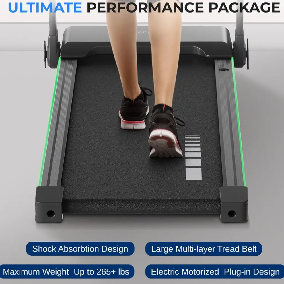 Folding Treadmill for Weight Loss, 2.5 HP Motor, Shock Absorption, White LED