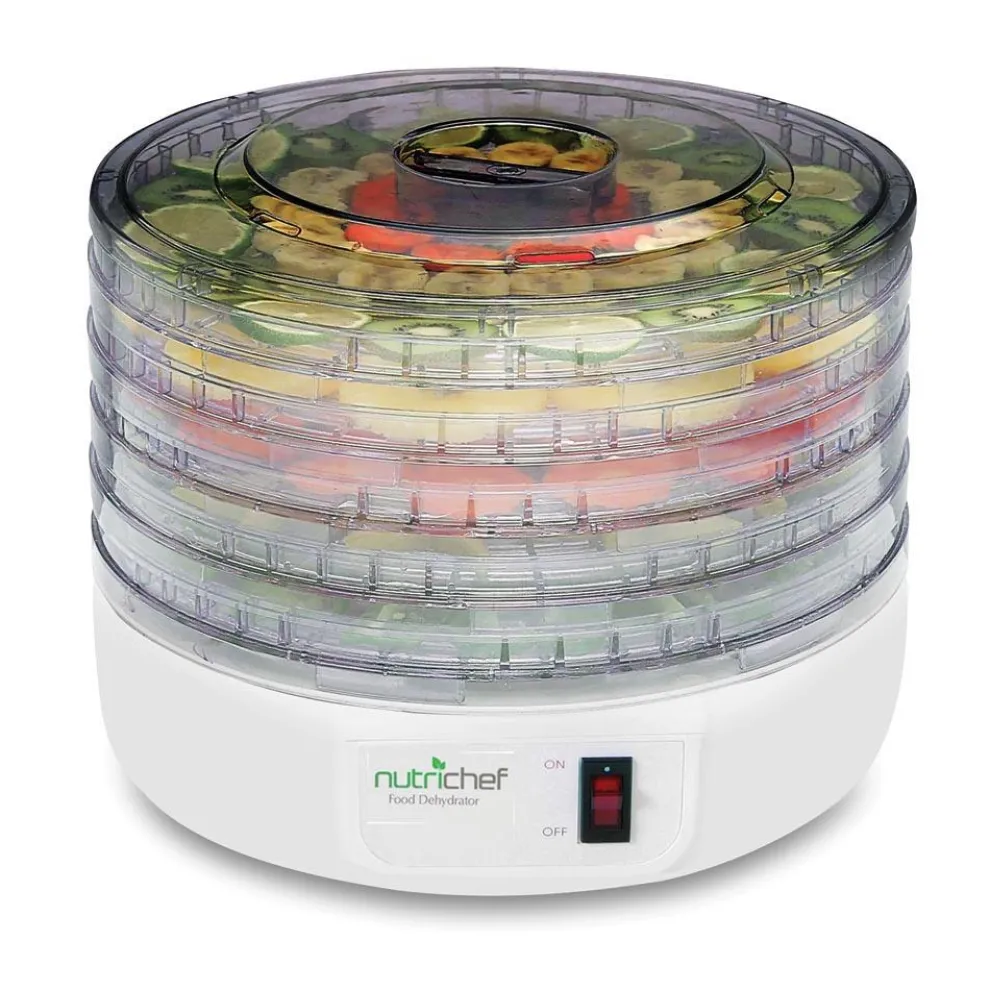 Food Dehydrator Machine, Even Dehydration, 5 Easy-Clean Trays, White