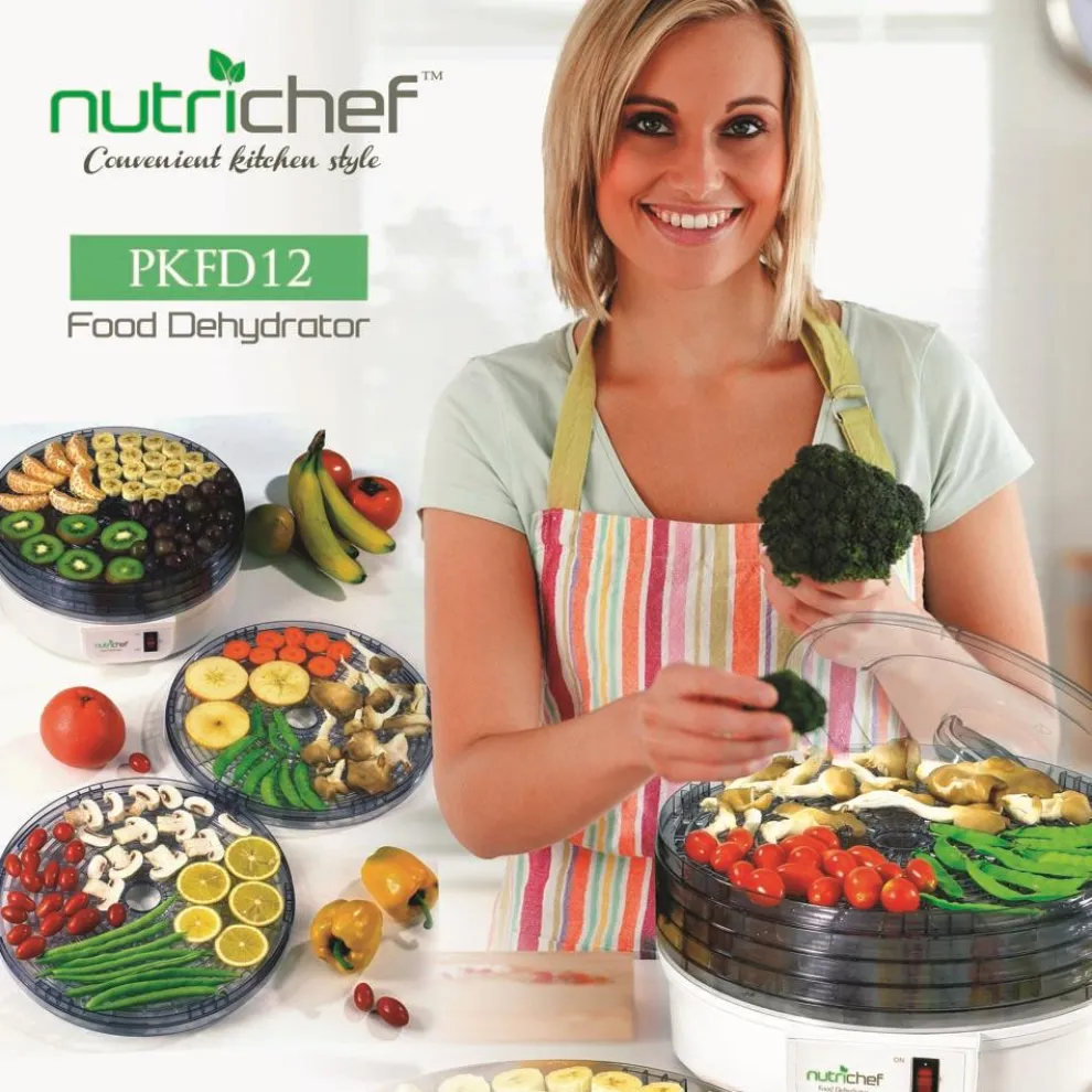 Food Dehydrator Machine, Even Dehydration, 5 Easy-Clean Trays, White