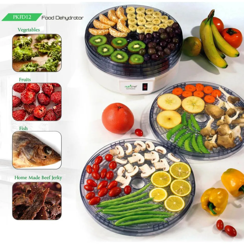 Food Dehydrator Machine, Even Dehydration, 5 Easy-Clean Trays, White