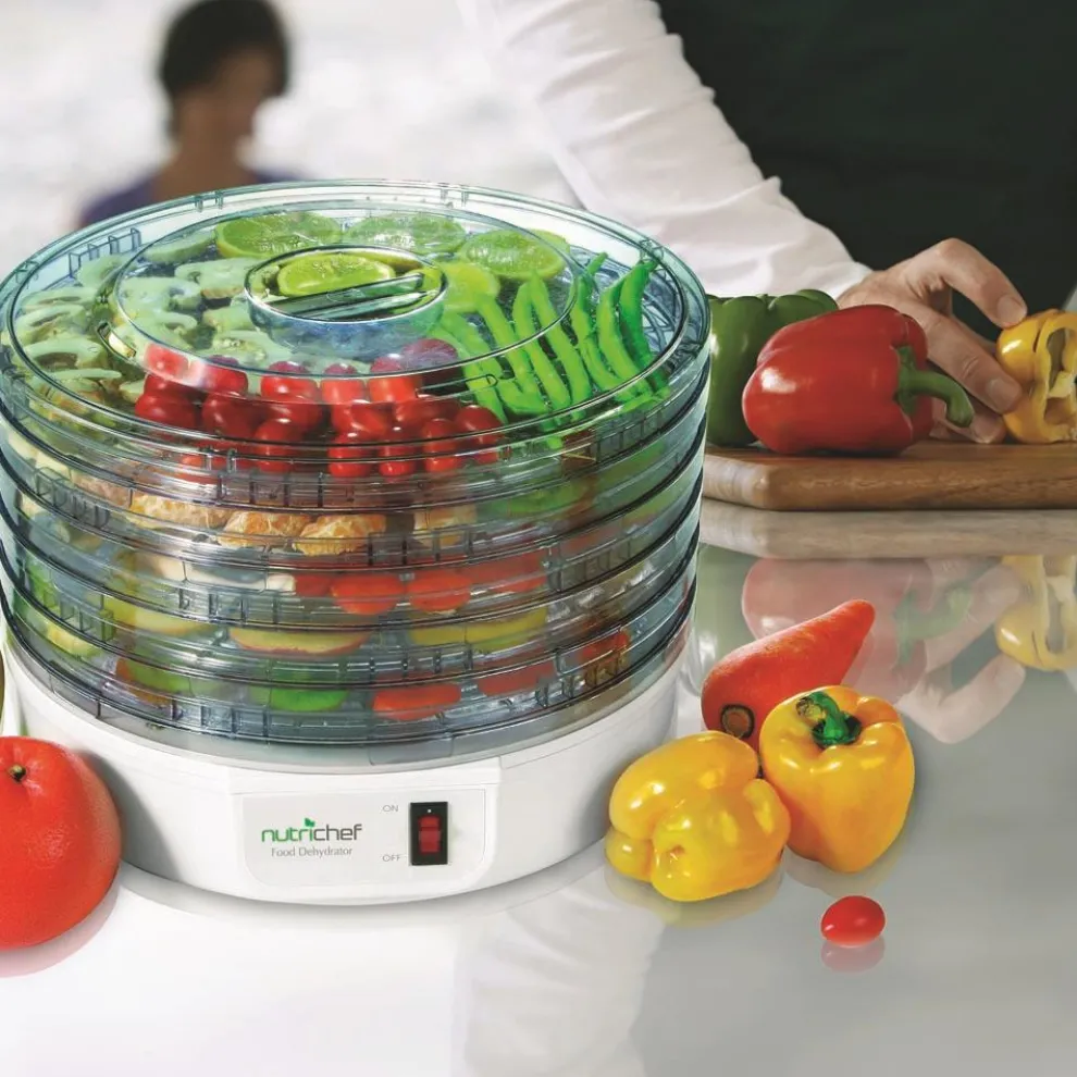 Food Dehydrator Machine, Even Dehydration, 5 Easy-Clean Trays, White