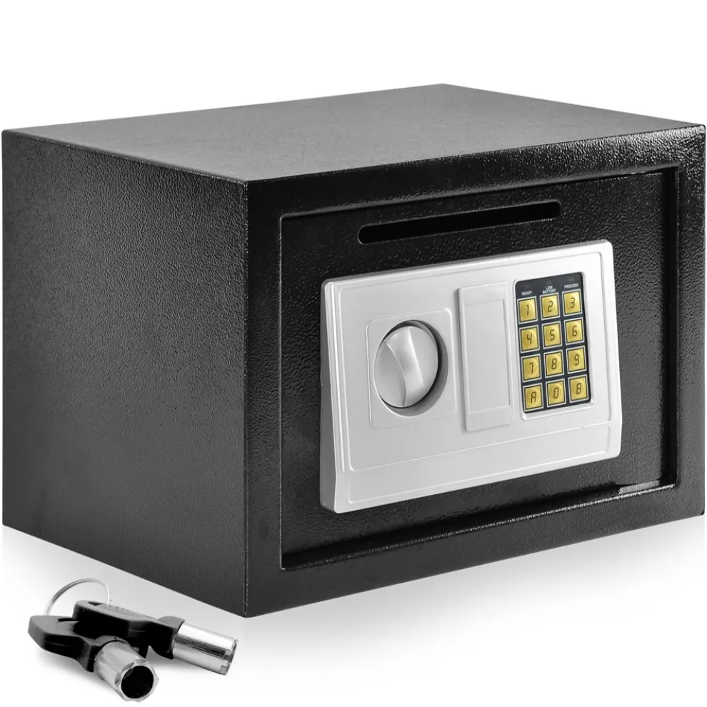Front Load Safe Box Secure Storage Steel Construction 13.8"x9.8"x9.8"