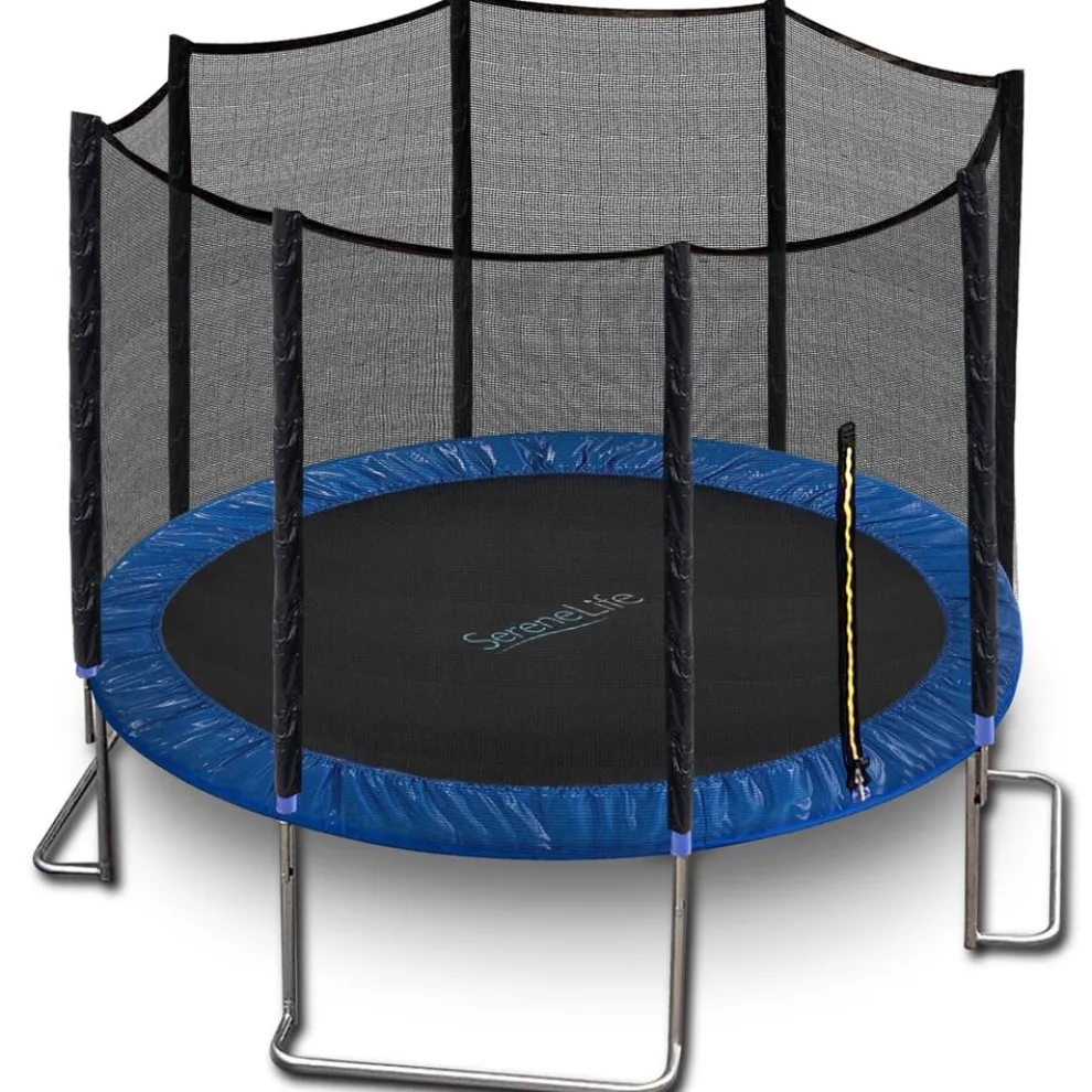 12FT Outdoor Trampoline - Safe Jumping, Reinforced Mat, Blue