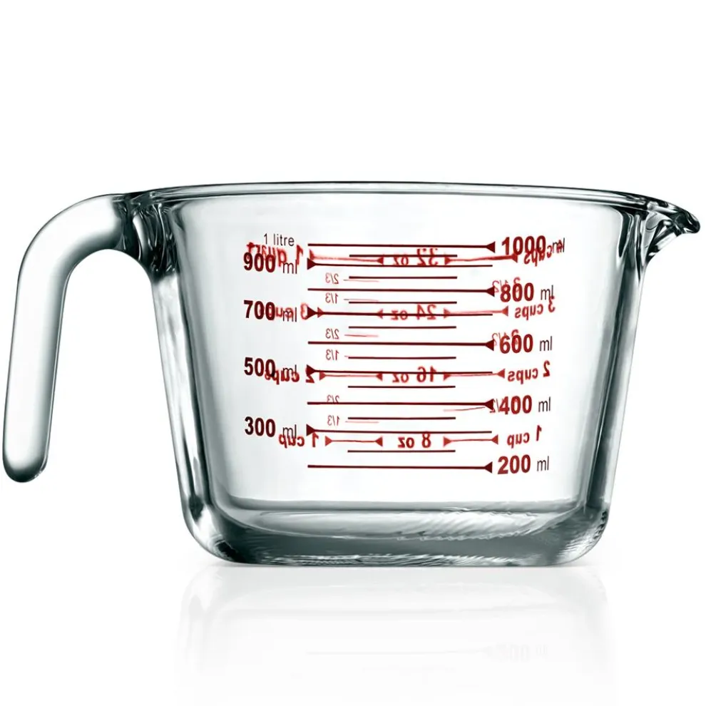 Glass Measuring Cup 1000ml Precise Pouring Borosilicate Heat-Resistant