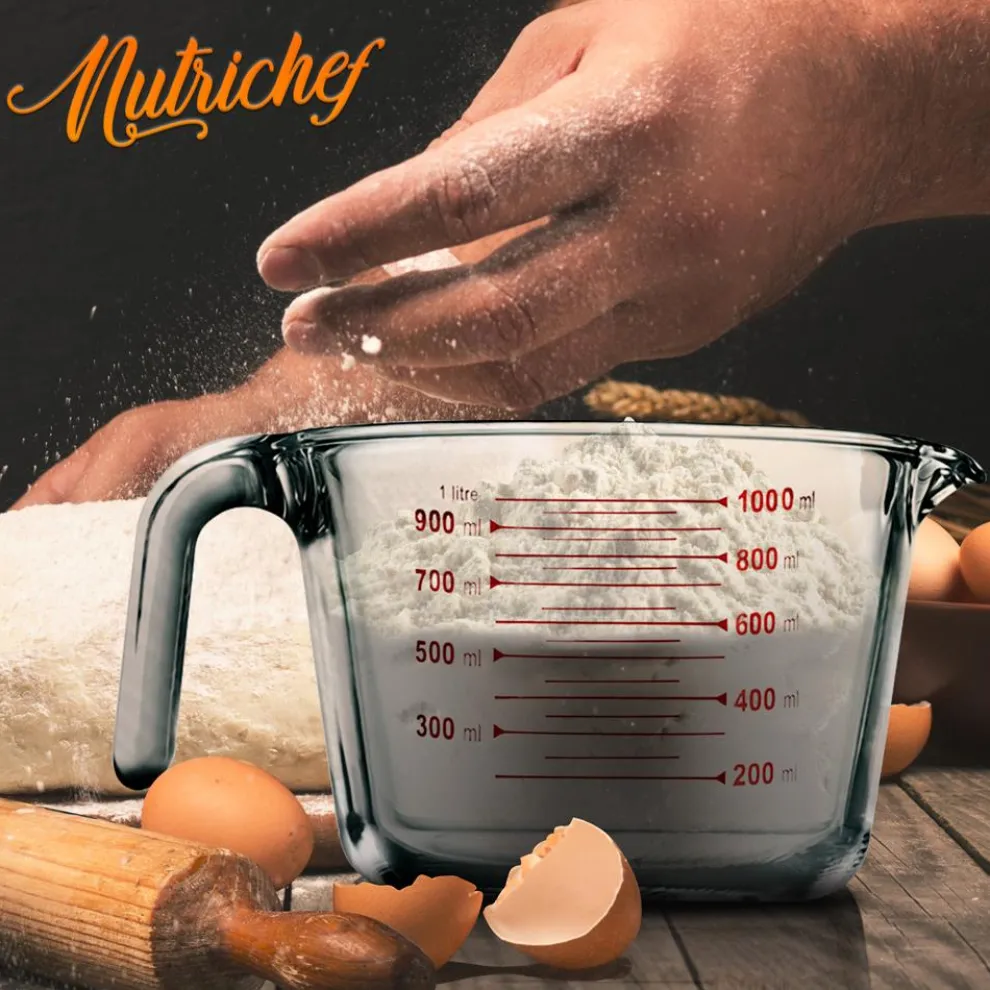 Glass Measuring Cup 1000ml Precise Pouring Borosilicate Heat-Resistant