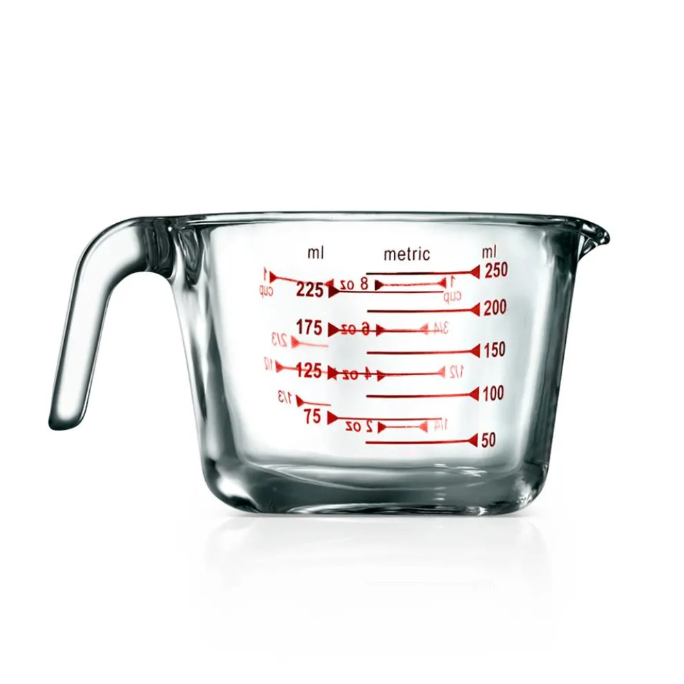 Glass Measuring Cup 250ml - Precise Pouring, Borosilicate, Clear