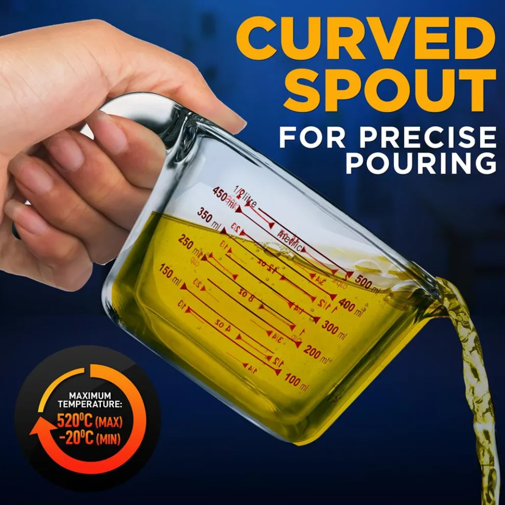 Glass Measuring Cup 500ml Precise Pouring Borosilicate Glass