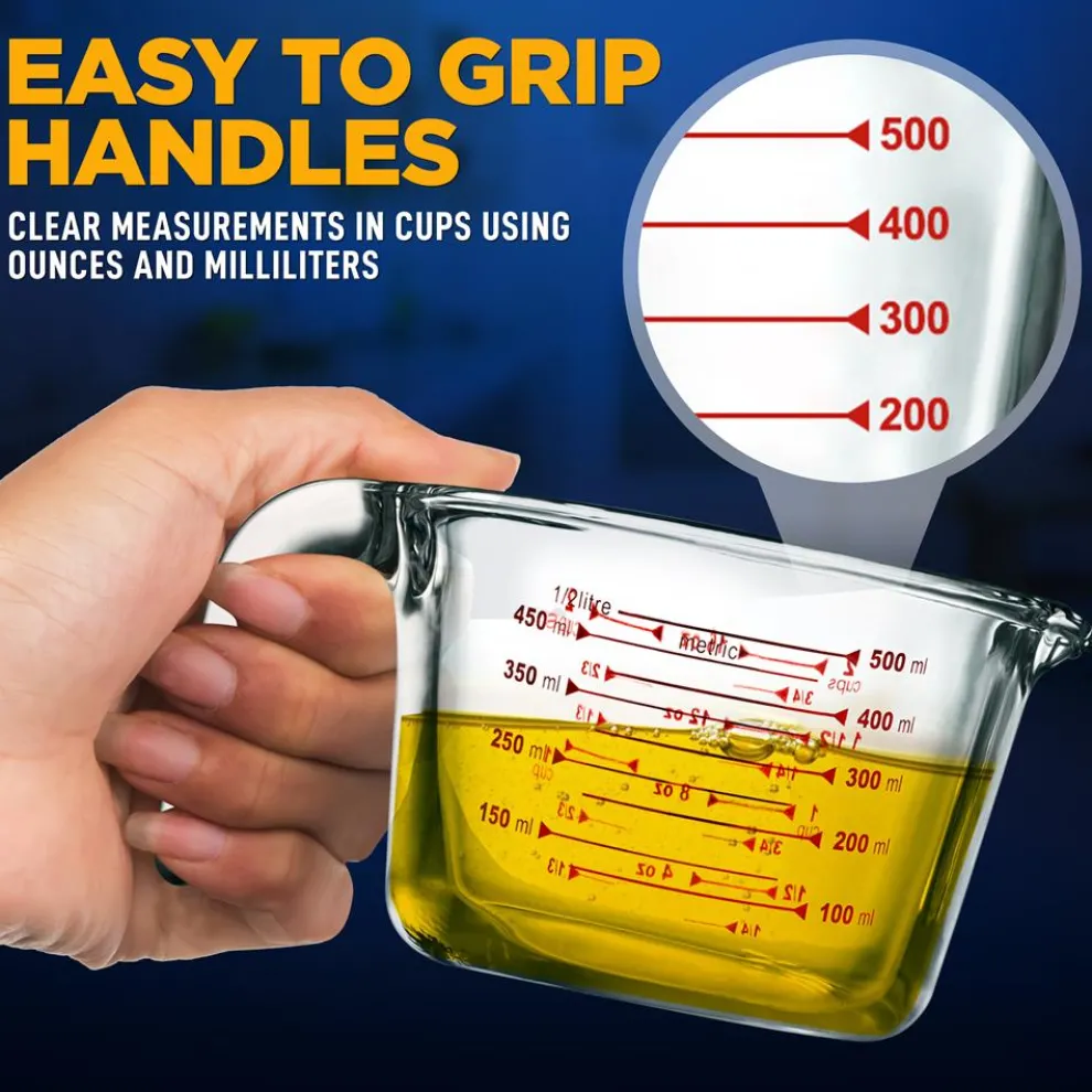 Glass Measuring Cup 500ml Precise Pouring Borosilicate Glass