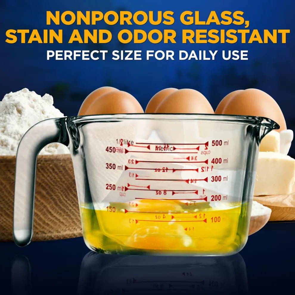 Glass Measuring Cup 500ml Precise Pouring Borosilicate Glass