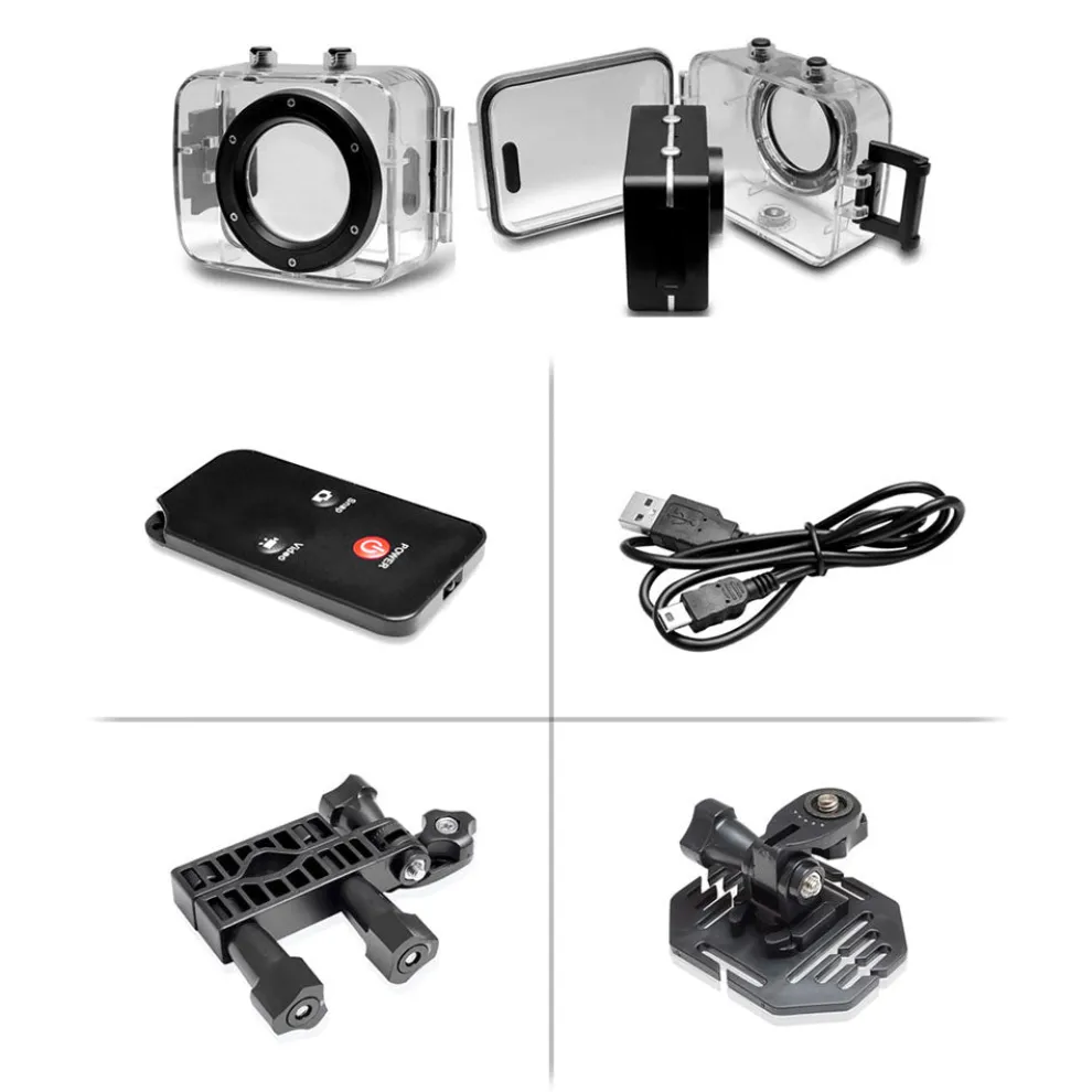 HD Action Camera 1080P Waterproof 12MP Touch Screen Silver