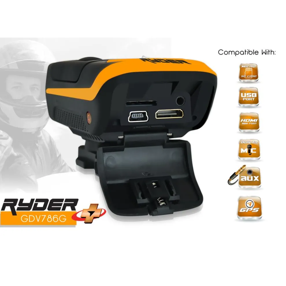 HD Action Camera 1080P GPS Waterproof 16MP Anti-Shake Orange