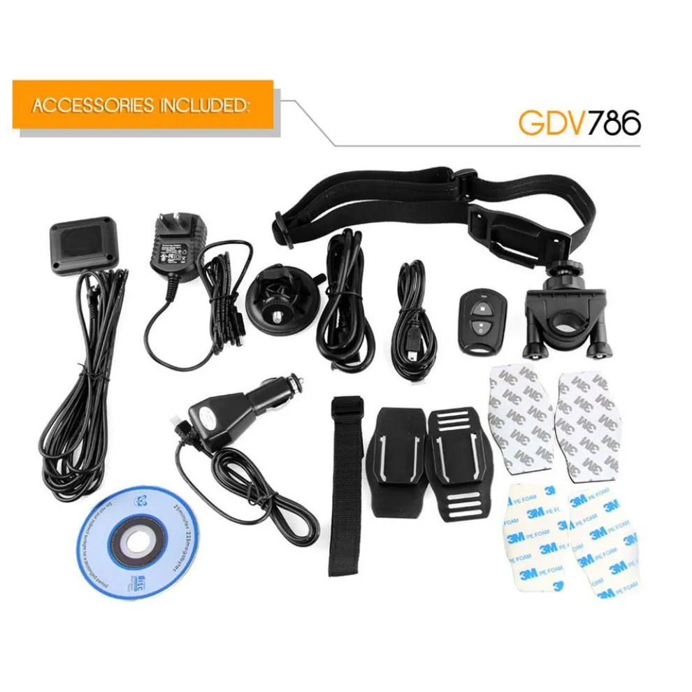 HD Action Camera 1080P GPS Waterproof 16MP Anti-Shake Orange