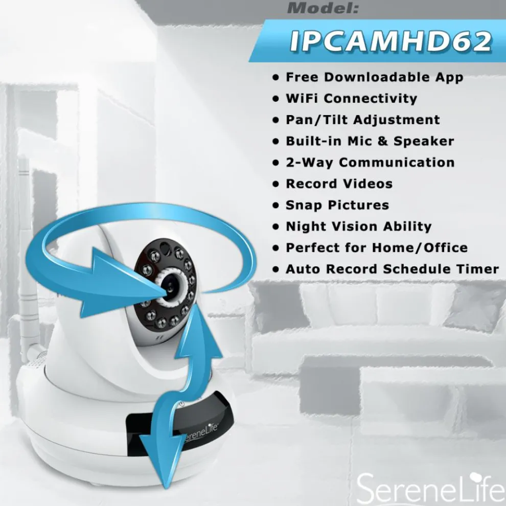 HD Wireless IP Camera, Remote Monitoring, 720p Video, Night Vision