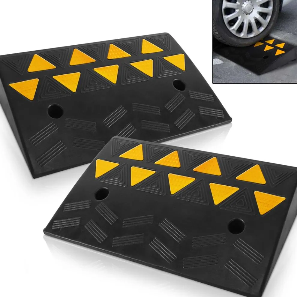 Heavy-Duty Curbside Ramp Set, 55,000 lbs Capacity, Yellow Reflective