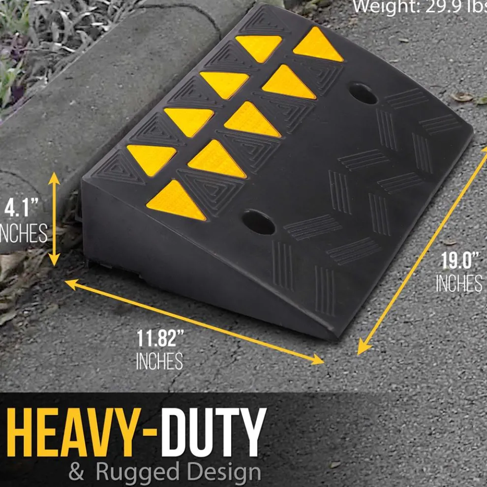 Heavy-Duty Curbside Ramp Set, 55,000 lbs Capacity, Yellow Reflective