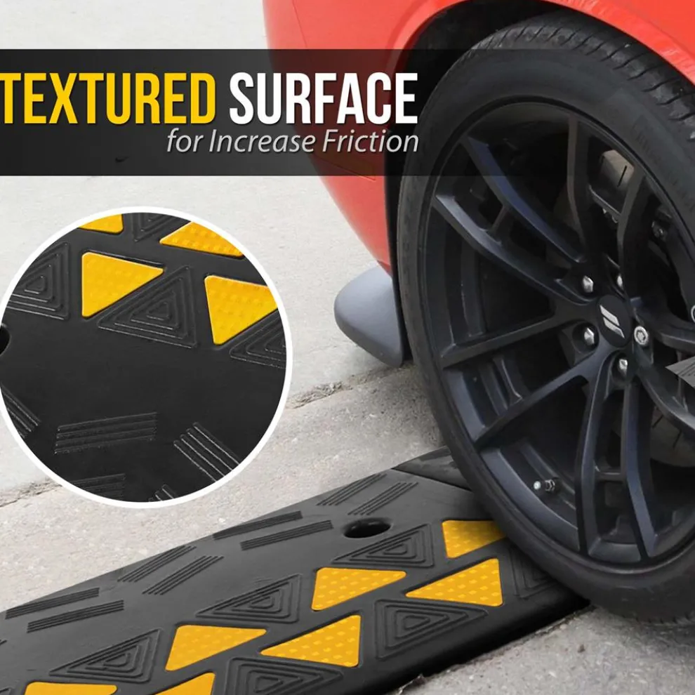 Heavy-Duty Curbside Ramp Set, 55,000 lbs Capacity, Yellow Reflective