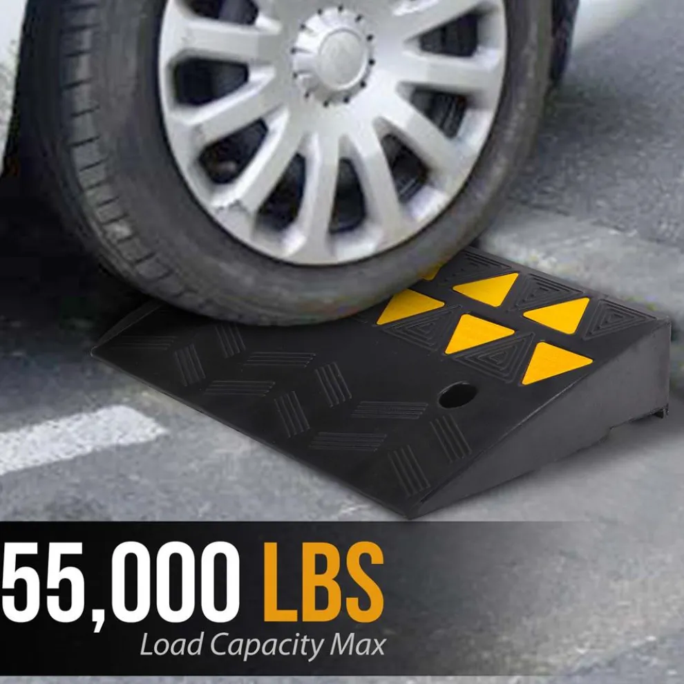 Heavy-Duty Curbside Ramp Set, 55,000 lbs Capacity, Yellow Reflective