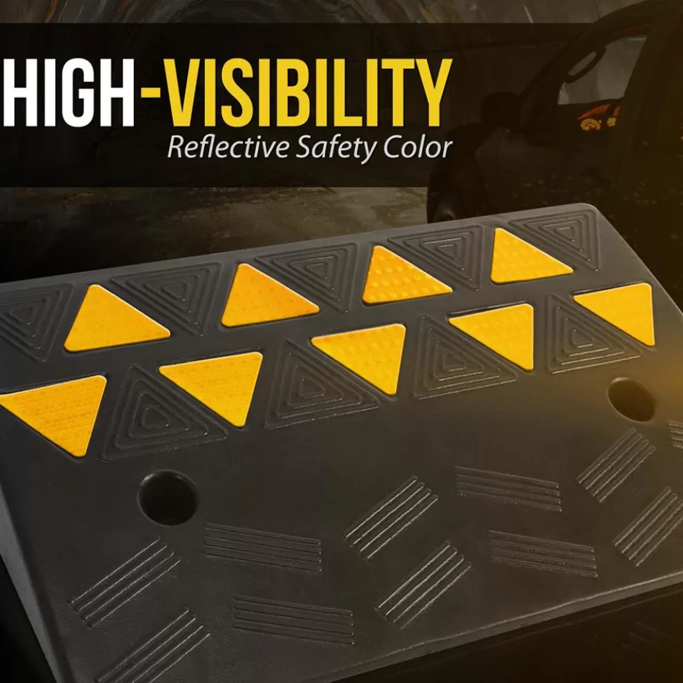 Heavy-Duty Curbside Ramp Set, 55,000 lbs Capacity, Yellow Reflective