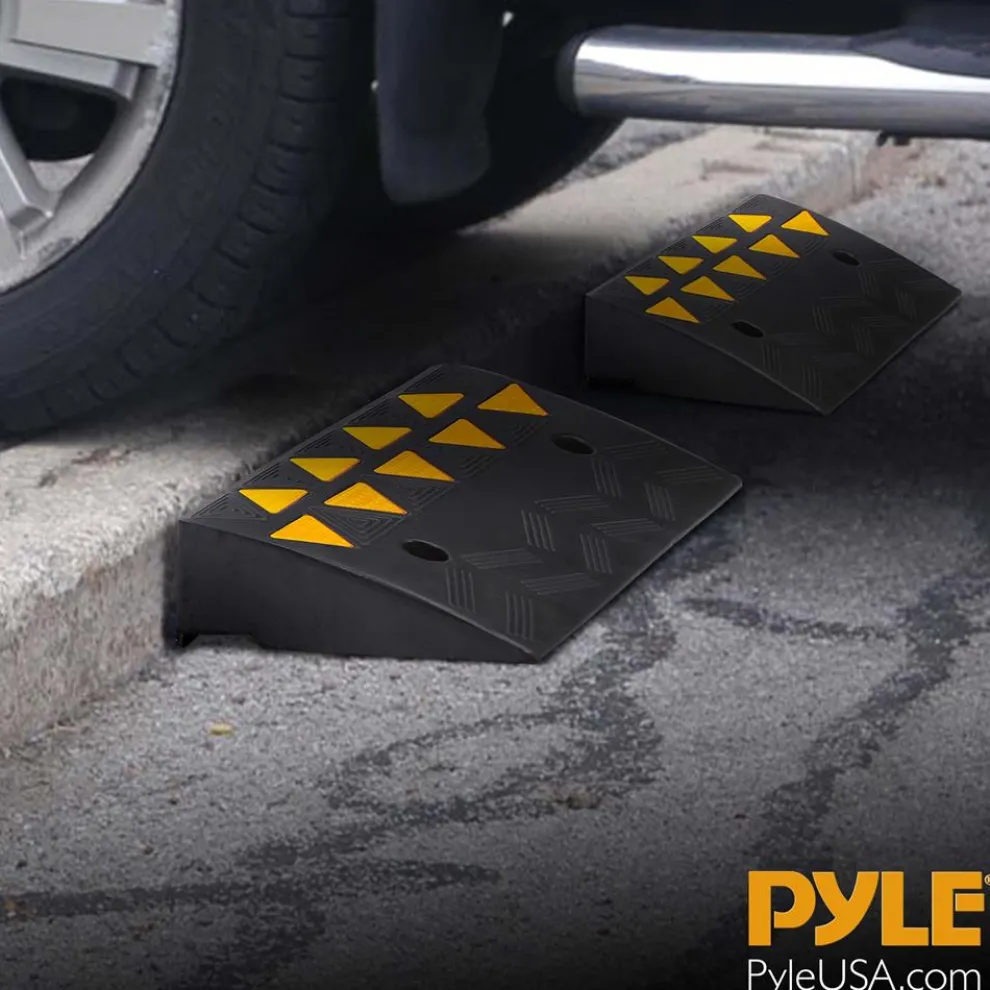 Heavy-Duty Curbside Ramp Set, 55,000 lbs Capacity, Yellow Reflective