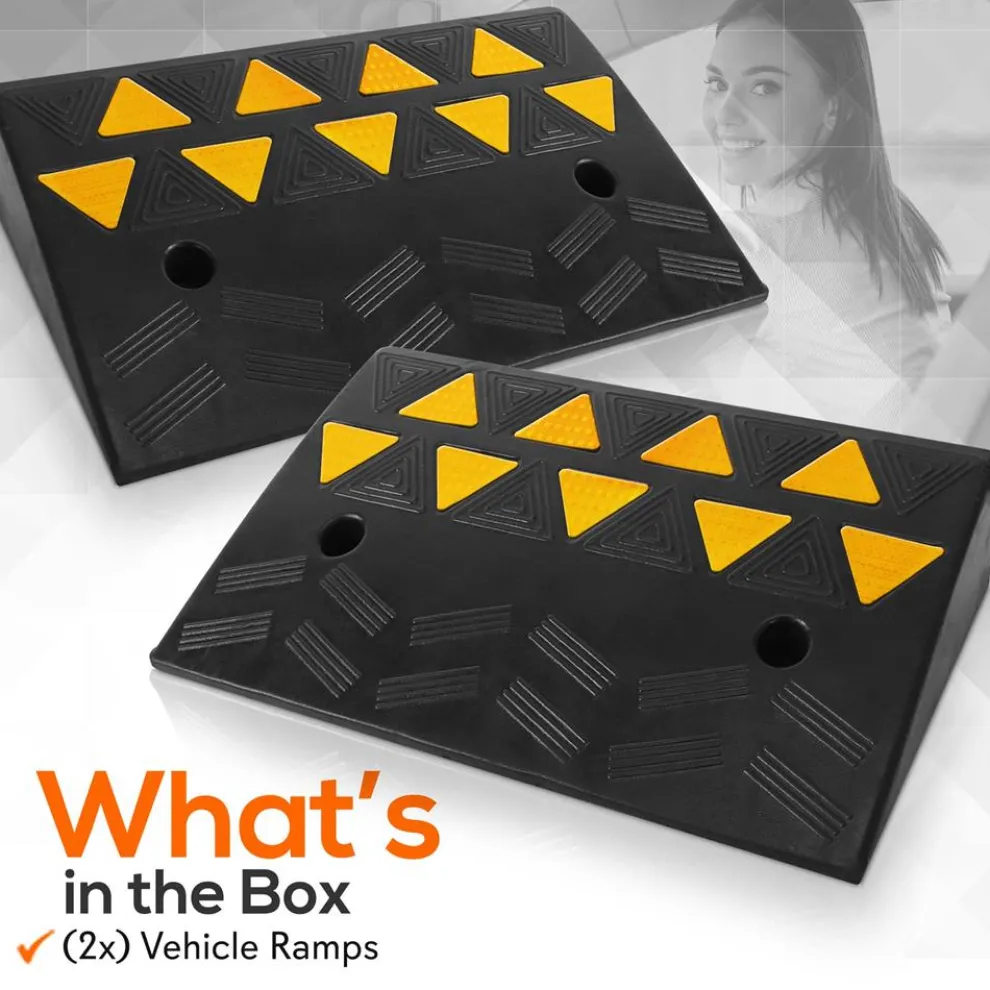 Heavy-Duty Curbside Ramp Set, 55,000 lbs Capacity, Yellow Reflective