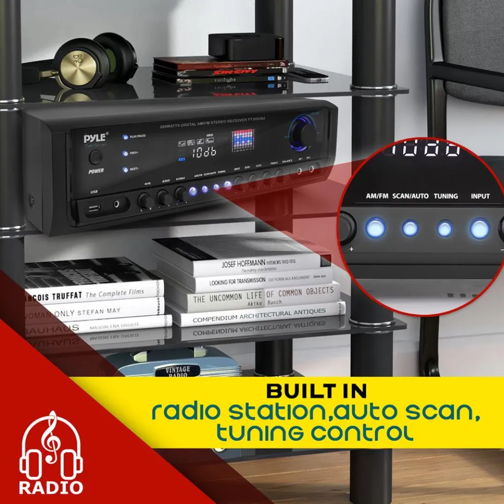 Home Audio Amplifier System 300W 4-Channel USB/AUX/MP3 Receiver