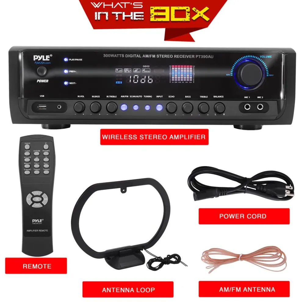 Home Audio Amplifier System 300W 4-Channel USB/AUX/MP3 Receiver