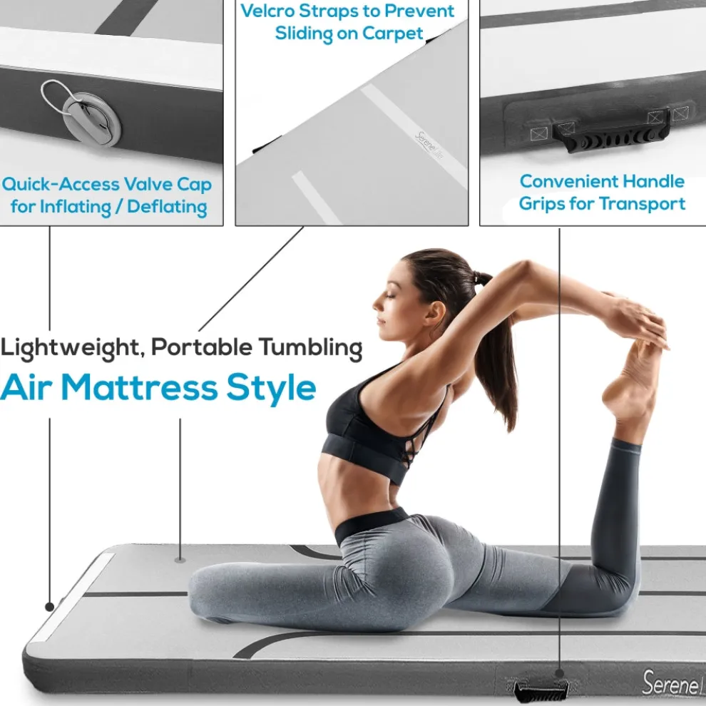 Inflatable Gymnastics Mat 13FT - Bouncy, Waterproof, 4in Thick, Blue