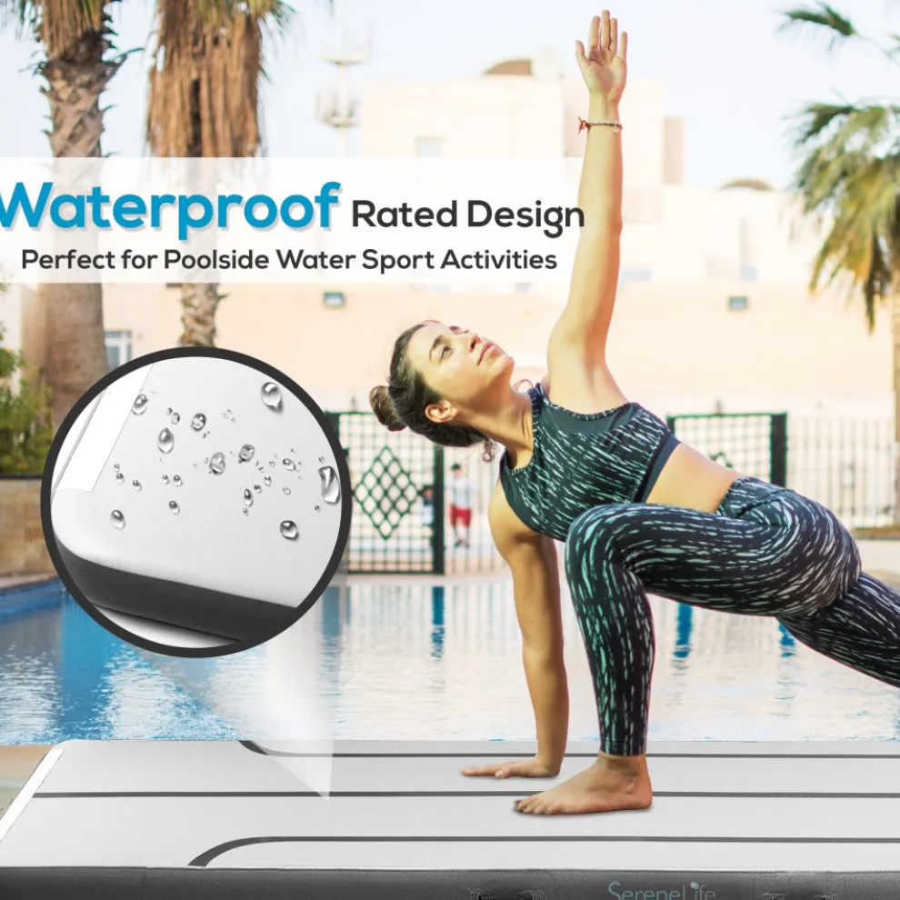 Inflatable Gymnastics Mat 13FT - Bouncy, Waterproof, 4in Thick, Blue