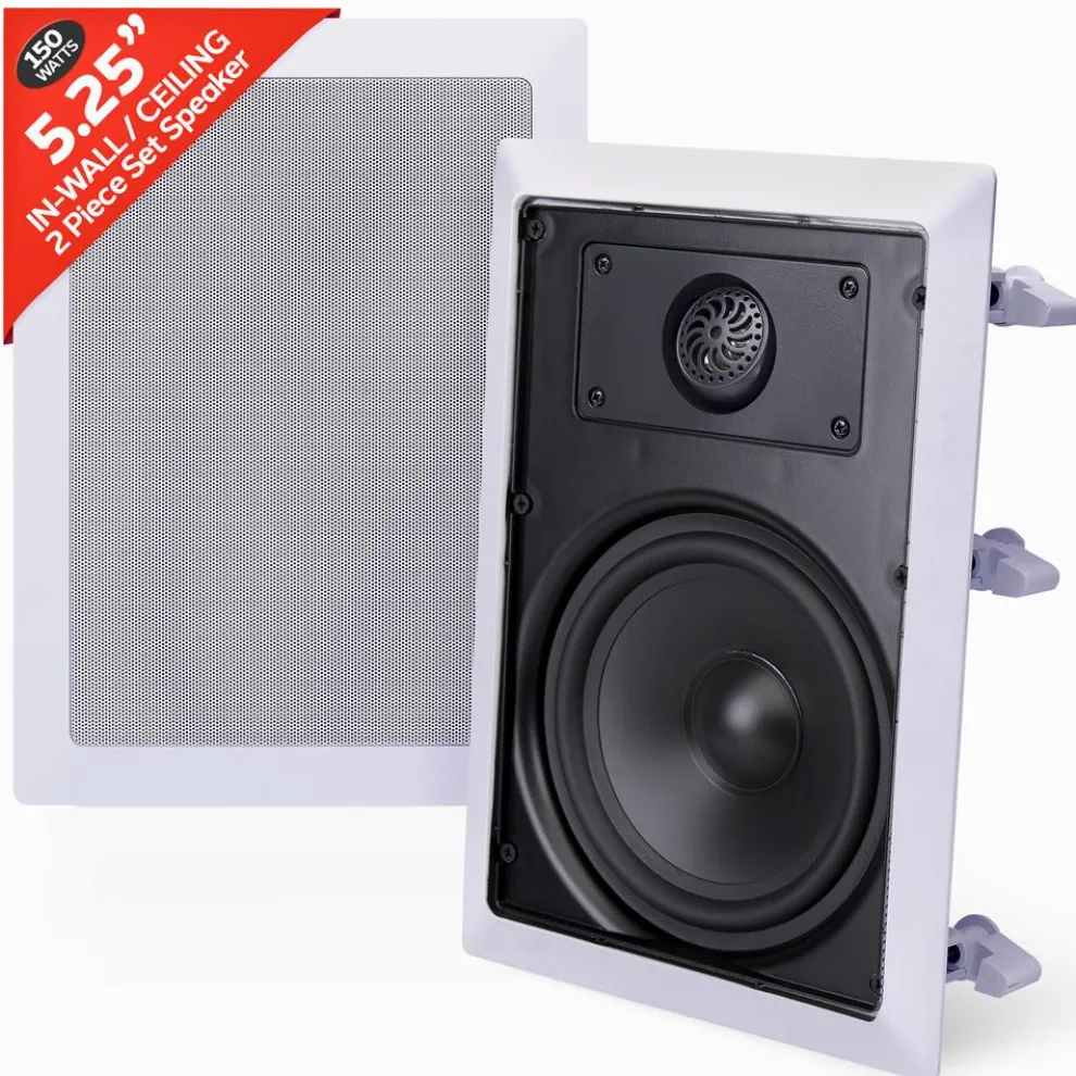 In-Wall/Ceiling Speakers 150W Flush Mount 2-Way Stereo White (Pair)