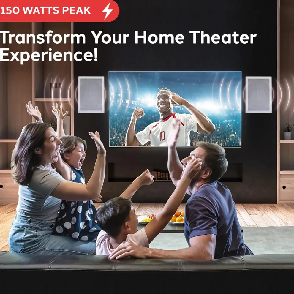 In-Wall/Ceiling Speakers 150W Flush Mount 2-Way Stereo White (Pair)