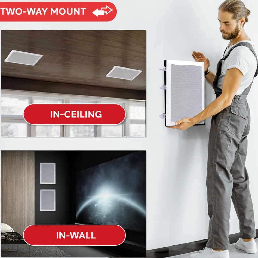In-Wall/Ceiling Speakers 150W Flush Mount 2-Way Stereo White (Pair)