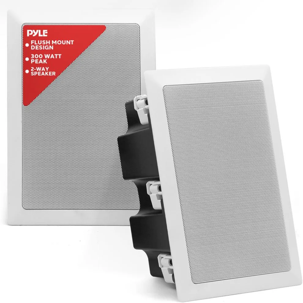 In-Wall/Ceiling Speakers, 2-Way Stereo, 5.25" Woofers, Flush Mount, White