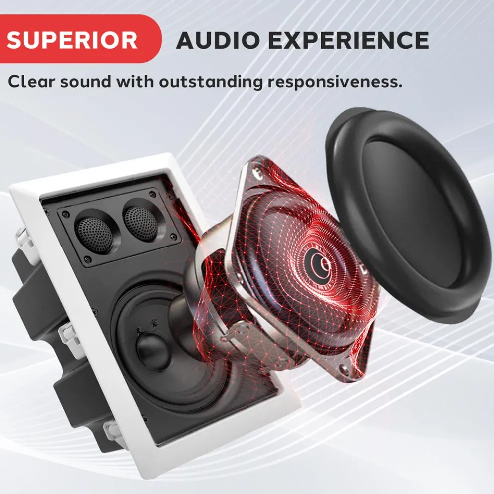 In-Wall/Ceiling Speakers, 2-Way Stereo, 5.25